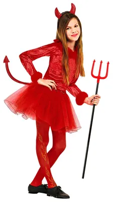 Teufelskostüm für Kinder, 158 cm, Federbesatz, Halloween