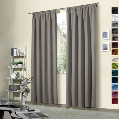 Produktbild von heimtexland ® 2 Stück Thermo Verdunkelungsvorhänge Sonnenschutz Kälteisolierung Verdunkelungsgardinen Kräuselband Vorhang Typ139 Schlamm HxB 245 x 135 cm