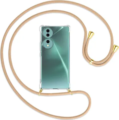 Produktbild von Handykette Backcover-Schutzhülle mit Band (Metall goldfarben) für Honor 70 5G (FNE-AN00, 6.67'') - beige