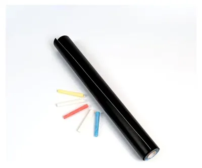 Produktbild von Tafelfolie selbstklebend Tafelfolie – 200 x 45 cm, Schwarz Matt, abwischbar, inkl. 5 Kreidefarben, zuschneidbar, rückstandsfrei entfernbar
