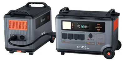 Immagine prodotto di Centralina portatile – PowerMax 6000 con batteria aggiuntiva da 3600 Wh – 6000 W – LiFePO4 – 14 uscite – prese europee – sistema di accumulo dell'energia solare