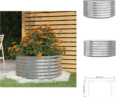 Produktbild von vidaXL Pflanzkübel Pulverbeschichteter Stahl 80x80x36 cm Silber - Blumentöpfe & Pflanzgefäße