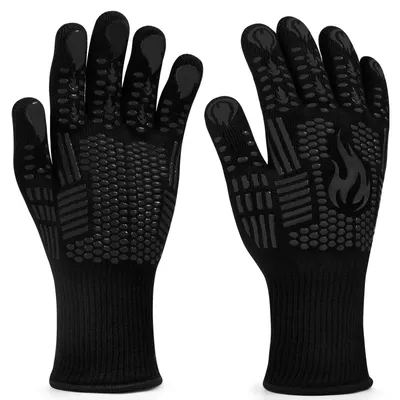 Immagine prodotto di Guanti da forno resistenti al calore, con rivestimento in silicone antiscivolo, fino a 250°C, confezione da 1 paio, ideali per la cucina e per la griglia