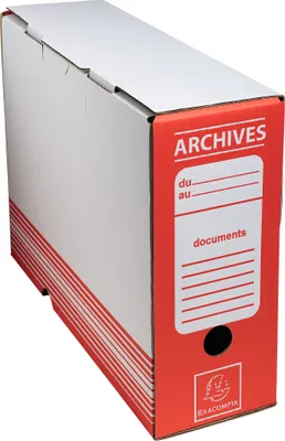 Produktbild von Exacompta 50x Ablagebox aus Wellpappe Rücken 100mm, DIN A4 - Rot - 261009H