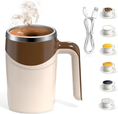 Image de Mélangeur à café automatique en acier inoxydable, pour la maison, le bureau et les déplacements, idéal comme cadeau, design café.