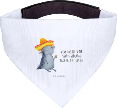 Produktbild von Mr. & Mrs. Panda Hunde Halstuch Axolotl Tequila - Weiß - Geschenk, Urlaub, Hundehalstuch, Tuch, Motivationsspruch, trinken, Für, Hund, Sombrero, Spruch, Party