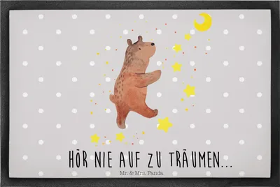 Produktbild von Mr. & Mrs. Panda Fußmatte Bär Träume 40 x 60 cm - Grau Pastell - Geschenk, Fußabtreter, Traum, Träumen, Schmutzfangmatte, Teddy, Traumdeutung, Türmatte, Abtreter