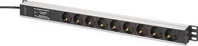 Produktbild von DIGITUS Steckdosenleiste 9-fach 19" Alu. 1HE 2m schwarz