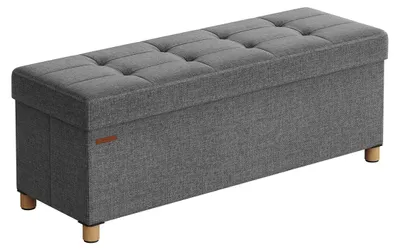 Produktbild von Aufbewahrungsbank, klappbarer Ottoman, Leinenoptik, MDF, 38 x 110 x 40 cm, 300 kg