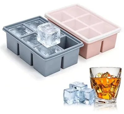Zdjęcie produktu dla Formy do kostek lodu silikonowe duże 2 szt whisky koktajle z pokrywką