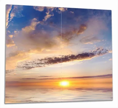 Produktbild von Wallario Herdabdeckplatte aus Glas, Größe 60 x 52 cm 2-teilig, Motiv Sonnenuntergang über dem Wasser