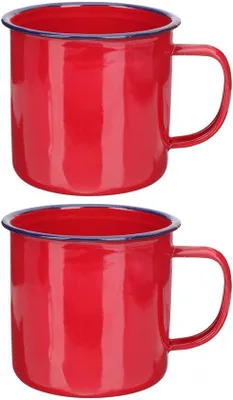 Produktbild von Bunte Emaille-Becher 500ml, spülmaschinenfest, tragbar