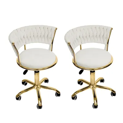 Produktbild von 2x Bürostuhl Drehstuhl samt Höhenverstellbar Homeoffice Stuhl Cremeweiß