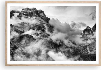 Produktbild von Gerahmtes Poster - Rahmen in heller Eiche - Berge Nebel Gipfel - 91,5x61 cm - Wand Bild - Wanddeko - Wandbilder - Wandposter - Bilderrahmen - Bilder - Kunstdruck - Wandbild - P2NAA91x61-3664