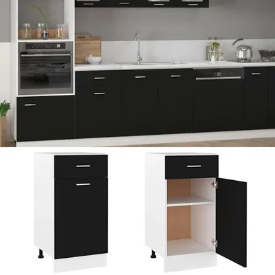 Image de vidaXL Armoire basse à tiroirs Lyon noir 40x46x81,5 cm Bois composite