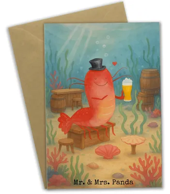 Produktbild von Mr. & Mrs. Panda Glückwunschkarte Hummer Weizen Design - Weiß - Geschenk, einladungskarten, Kneipe, Gasthaus, osterkarte, Garnelen, weihnachtskarten, dankeskarten, Bier