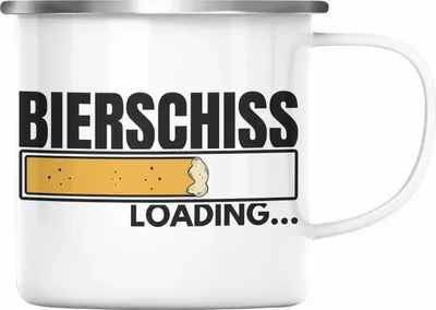 Produktbild von Trendation - Bierschiss Loading Emaille Tasse Lustiger Spruch Party Geschenkidee Männer Mann (Silber)