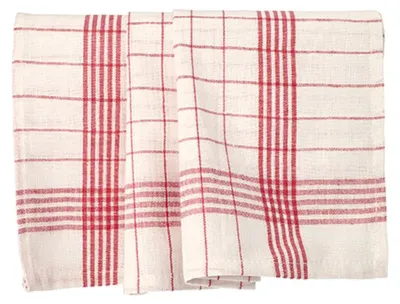 Produktbild von 10 Geschirrtücher 70 cm x 50 cm weiss/rot "Baumwolle"