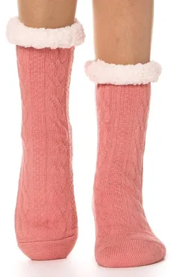 Obrázek produktu pro Dámské teplé ponožky, zateplené ponožky, protiskluzové pantofle, silné zimní ponožky, růžová barva, velikost 37-43