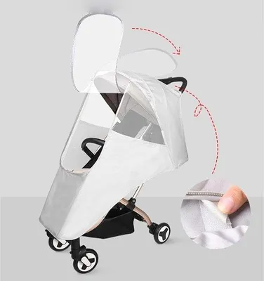 Productafbeelding van Kinderwagen Regenhoes - Universele Beschermhoes - Bescherming Buiten - Met Ritsraam - Universeel - Grijs