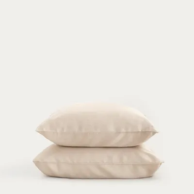 Obrázok produktu pre HOMLA Sada dvoch bambusovo-saténových obliečok na vankúše BAMSA v béžovej farbe 2*50x60 cm