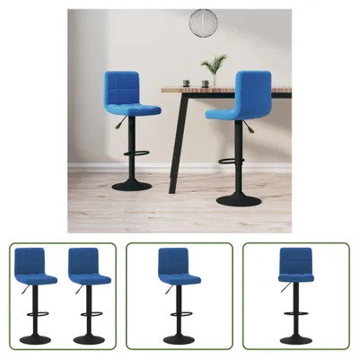 Produktbild von The Living Store Barhocker 2 Stk. Blau Samt