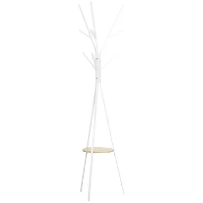 Produktbild von Garderobenständer – Stehgarderobe – Freistehendes Regal – Geeignet für Eingangsbereich, Wohnzimmer, Schlafzimmer – 45 x 45 x 180 cm – Weiß