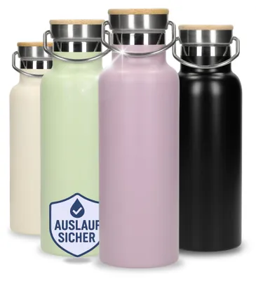 Produktbild von Edelstahl Trinkflasche 500 ml - doppelwandige Isolierflasche ist auslaufsicher & hält Getränke stundenlang kühl - lila