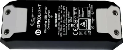 Immagine prodotto di Light Impressions Deko-Light Alimentatore LED BASIC, DIM, CC, D70020UF/20W corrente costante 700 mA IP20 dimmerabile 14-32V DC 9,80-22,00 W 862207