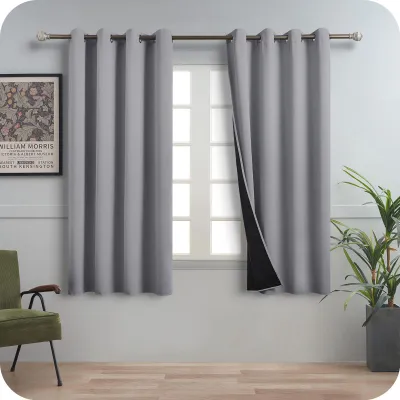 Verdunkelungsvorhang 100% blickdicht, 140x145 cm, hellgrau, 2 Stück