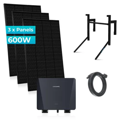 Produktbild von SUNSHARE Ray 600 W Balkonkraftwerk, PV-Betonbalkonhalterung, 3 x 200W Module, 800W Inverter