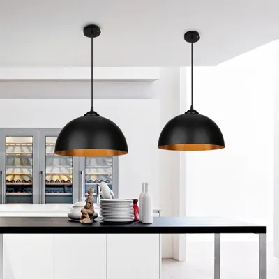 Produktbild von Lospitch Pendelleuchte 2er Set Lampenschirm Pendelleuchten Retro-Lampenschirm Hängelampe E27 aus Metall Industrielle Vintage Fassung für max 60W,(Ohne Leuchtmitte)für Wohnzimmer