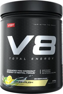 Produktbild von VAST V8 Total Energy (20 serv) Lemon Rush - Pre-Workout - Pre-Workout Booster
