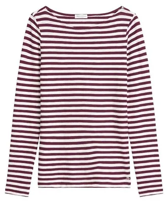 Produktbild von Marc OߴPolo Damen Langarmshirt mit U-Boot-Ausschnitt gestreift, Blau (Medium Blu