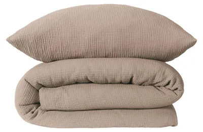 Produktbild von SCHIESSER Bettwäscheset Molly | Einfarbig | Musselin | 2-teilig | 100% Baumwolle | Weich & Angenehm | YKK-Reißverschluss | 135x200 cm + 80x80 cm | Taupe