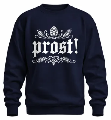 Productafbeelding van Proost! Hopfen Gerste Bierfestival: T-shirt met traditionele motieven, leren broek, dirndl, sweatshirt, trui, marineblauw, maat L