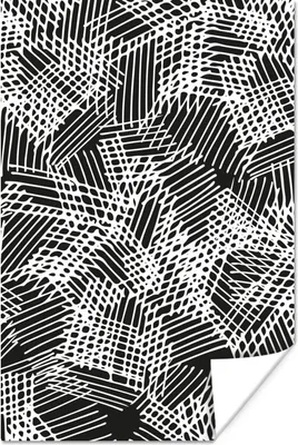 Produktbild von MuchoWow® Poster Schwarz - Weiß - Einfarbig - Gemustert 60x90 cm - Wanddekoration