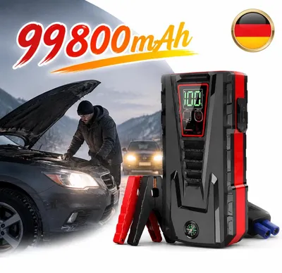 Image de Démarreur de secours Starthilfe, batterie externe 99800 mAh, 12V, 600A, booster USB pour batteries 12V. (Modèle : DE)