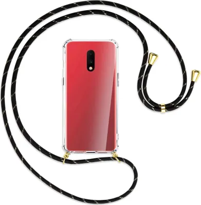 Produktbild von Handykette Backcover-Schutzhülle mit Band (Metall goldfarben) für OnePlus 7 - schwarz/gold