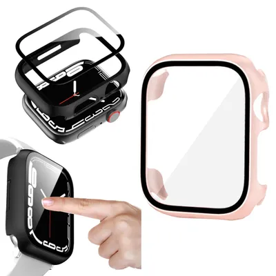 Produktbild von Für Apple Watch Series 9 8 7 45 / 6 SE 5 4 44mm 2 in 1 Uhr Hülle Cover + Hart Glas
