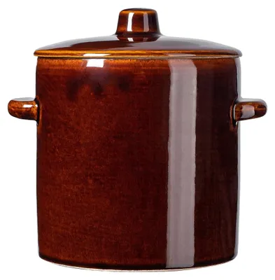 Zdjęcie produktu dla Garnek ceramiczny, pojemność 2 litry, nadający się do mycia w zmywarce i używania w piekarniku, kolor brązowy