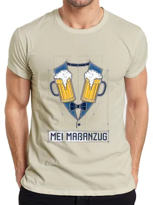 Produktbild von Mei Maßanzug Bier Maßkrug Tracht Lustig Lederhose JGA Herren T-Shirt, Natur, 3XL
