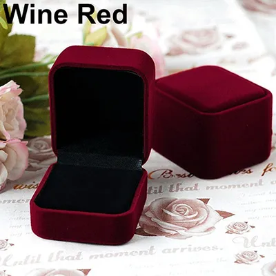 Produktbild von Samtschmuck-Halsketten-Ring-Ohrring-Anzeigen-Speicher-Organisator-Kasten-Kasten-Geschenk-Kasten-Weinrot