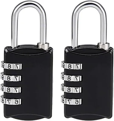 Productafbeelding van Stalen sleutelslotset, 4 mm, zwarte hangsloten, 2 stuks - veiligheid en reservesleutels