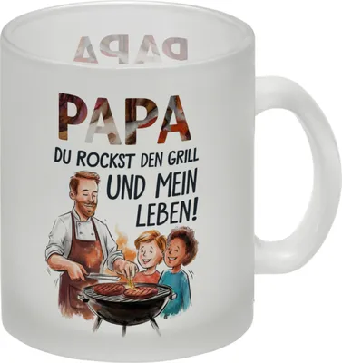 Produktbild von Grillender Vater Papa rockt Glas Tasse