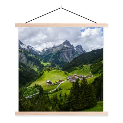 Produktbild von MuchoWow® Textilposter Berge in Österreich 120x120 cm mit holzfarbenen Rahmen - Textil-Poster