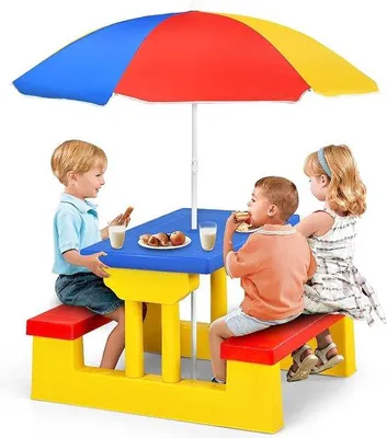Produktbild von Famanu Kinder-Sitzgruppe Picknickset - Rot-Blau-Gelb