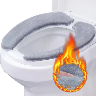 Produktbild von 1 Paar Toilettensitzbezug, Wärmer WC-Sitzbezug, Toilettenmatte Stick-Typ Waschbar Wc-Sitz Pad Wc Wärmer Pad für Universal Toilettensitz, Toilet Seat Cover