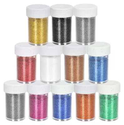 Glitzerpulver-Set, 12 Farben, 12 x 18 g, für Basteln & Make-up