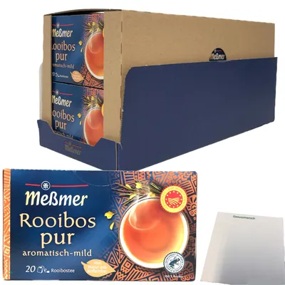 Produktbild von Meßmer Rooibostee pur aromatisch-mild 20 Teebeutel 10er VPE (10x40g Packung)+ usy Block